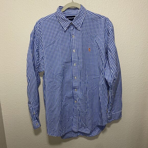 Ralph Lauren Golf Men’s Tilden Button Down Shirt Size L Blue Plaid - Picture 1 of 6